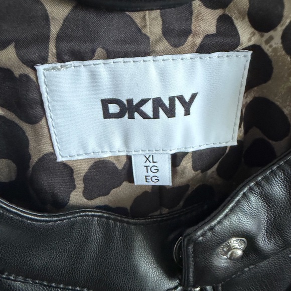 DKNY Black Faux Leather Moto Jacket - Picture 2 of 13